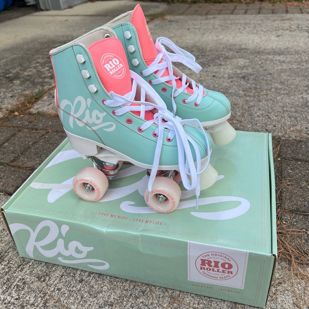 Mint and Pink Women's Roller Skates